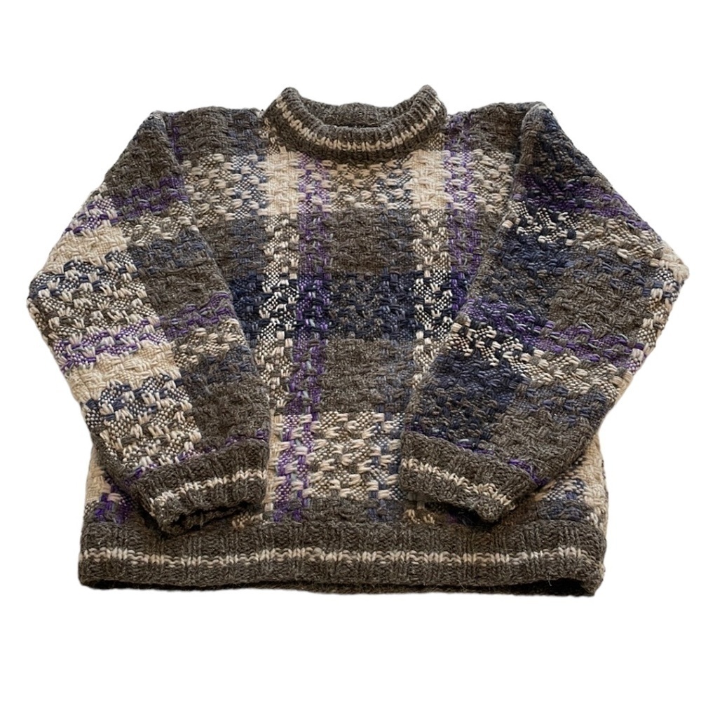 Plaid Wool Vintage Sweater - Size Large